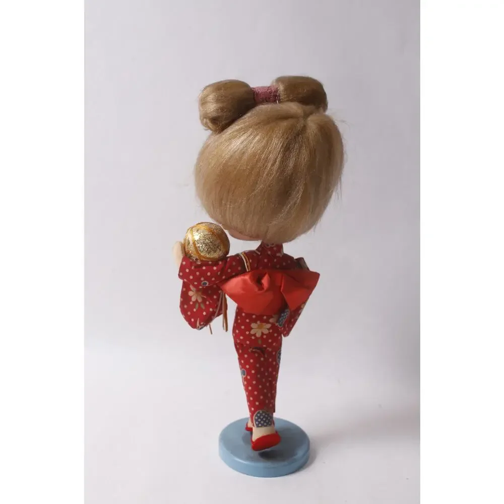 Vintage Japanese Pose Doll in Red Kimono 13